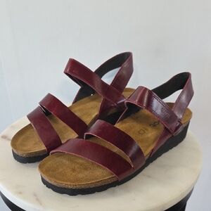Naot Women's Burgundy Leather Strappy Sandals Size 38